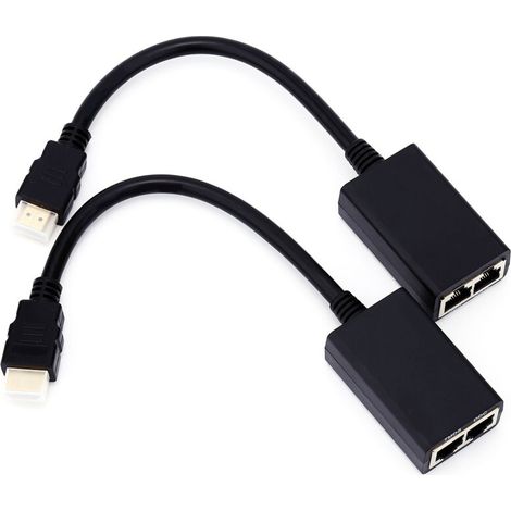 Extenseur HDMI sur RJ45 30M, Répéteur Ethernet CAT5e/CAT6 pour Vidéo 1080P