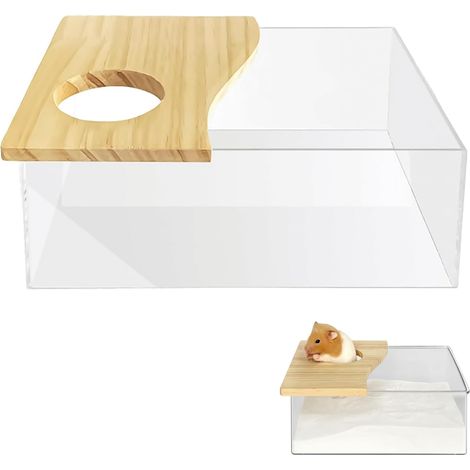 Dimensions du bac à sable rectangulaire pour hamster : 20 x 15 x 8 cm. Ce bac à sable pour hamster est fabriqué à partir de pp et de bois, ce qui le rend imperméable, durable, facile à nettoyer et sûr (1/5)