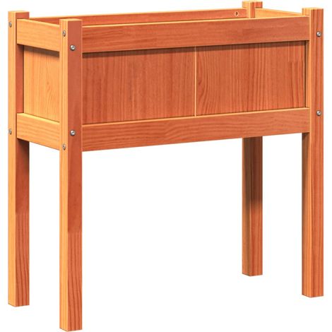 Fioriera rialzata per fioriere da giardino terrazze e piedi in cera 70 x 31 x 70 cm in legno massello di pino marrone 020038907