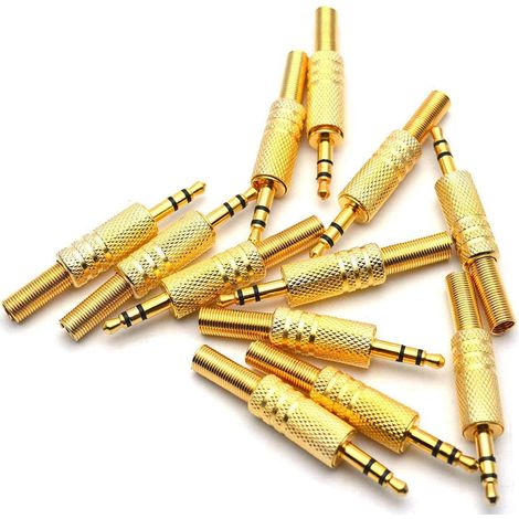 Confezione da 12 connettori maschio da 3,5 mm, connettore audio/video stereo TRS a 3 poli per la riparazione di cuffie (oro) (1/5)