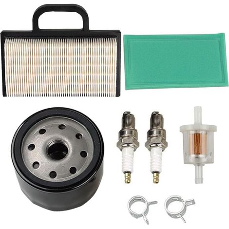 698754 273638 Air Filtre 691035 Filtre Fuel 696854 Filtre Oil Spark Plug Compatible with Briggs & Stratton Intek Extended Life Series en V Twin 18–26 HP Lawn Mower (1/3)