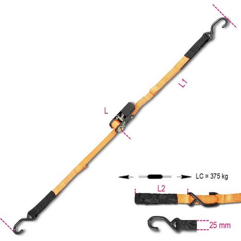 1PZ ROBUR 8188/CG25 NASTRO ANCORAGGIO CRICHETTO DA 25MM POLIESTERE LUNG. 500 CM (1/2)