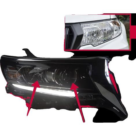 Gruppo ottico anteriore, compatibile con Toyota Prado, design moderno, visibilità migliorata, un set (1/2)