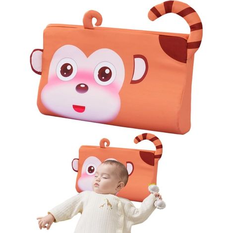 Oreiller Enfant - 1 Unité - Microfibre - Forme Ergonomique Singe - Chambre Coucher - 45x27x6 Cm (1/5)