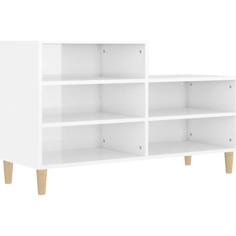 Scarpiera Mobile per scarpe Bianco Lucido 102x36x60 cm in Legno Multistrato (1/5)
