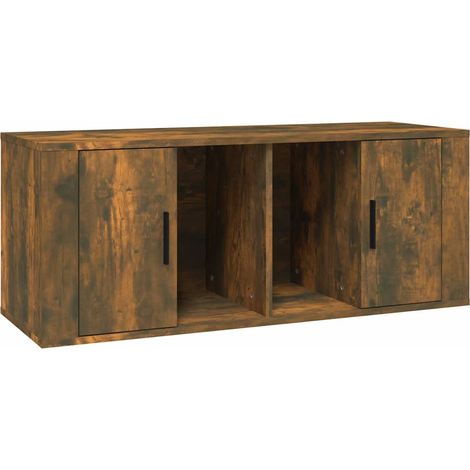 Meuble TV, Étagère TV, Meuble de Salon, Chêne fumé 100x35x40 cm Bois d'ingénierie OIB3385E (1/5)