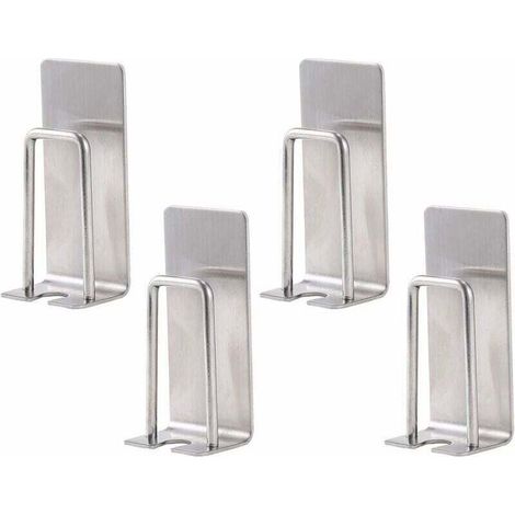 4-teiliges Wand-Zahnbürstenhalter-Set aus Edelstahl, selbstklebend, für die praktische Aufbewahrung im Badezimmer (Silber) (1/4)