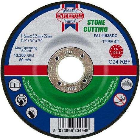 Faithfull Depressed Centre Stone Cutting Disc 115 x 3.2 x 22.23mm FAI1153SDC (1/3)