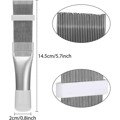 Lot de 3 peignes redresse‑ailettes de condenseur – Brosse en acier inox pour radiateur – Nettoyage des échangeurs de climatisation et unités extérieures
