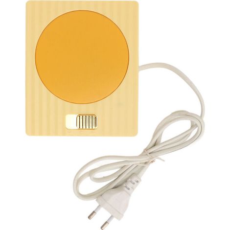 Chauffe-tasses intelligent portable universel à 2 niveaux de température avec thermostat, maintien au chaud et sous-verre chauffant 110/220 V, jaune, prise européenne (1/5)