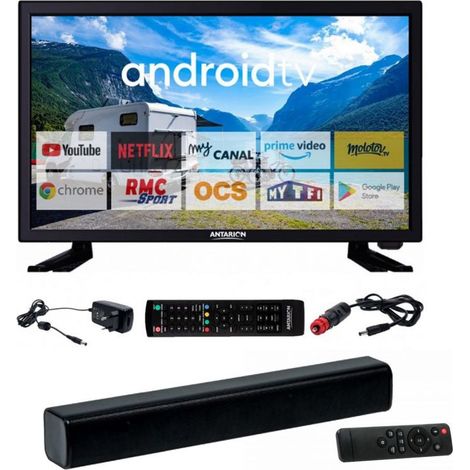 Pack ANTARION TV LED 21.5" 54cm Smart TV Camping 12V + Barre de Son Compacte (1/5)