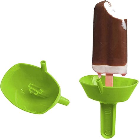 Tropffreier Eisbecherhalter, kleckerfreier Halter für gefrorene Leckereien mit Strohhalm für Kinder-green (1/5)