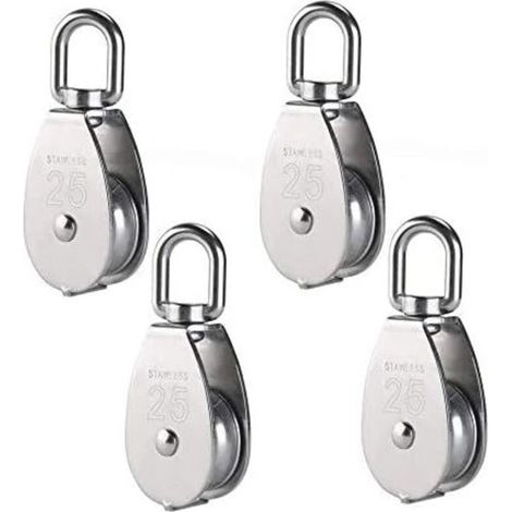Lntyq 4 Pièces 25mm Poulie pour Cable en Metal Poulies en Aciers Inoxydables Poulie de Levage (1/5)