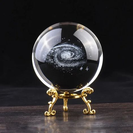 Boule de cristal, gravure laser, décoration de bureau
