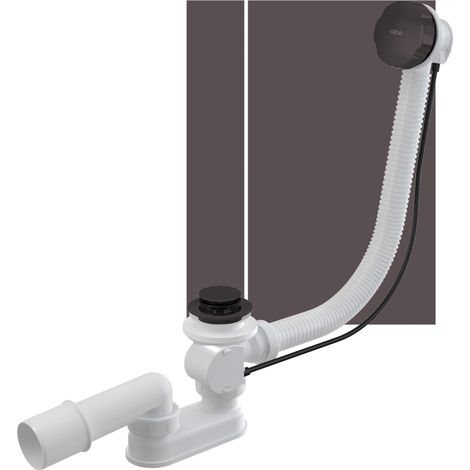 Sifone per vasca da bagno, tappo automatico, finitura grigio metallizzato spazzolato opaco (1/2)