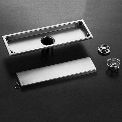 Siphon de sol invisible - Nosheir - Acier inoxydable 304 - Surface brossée - Design double face - Dimensions 10x20 cm (1/4)