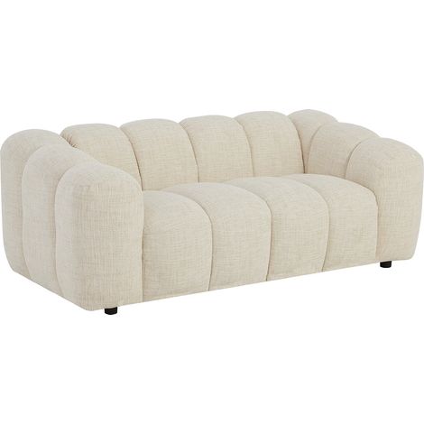 Divano 2 posti in tessuto ciniglia beige - NELIMAR (1/5)