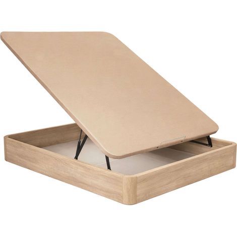 Canapé 90x190 cm Raso Roble Cambrian melamina base tapizada 2 bisagras hidráulicas tirador madera maciza 28 cm interior
