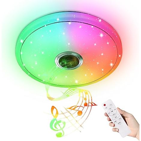 Deckenlampe 36W LED Deckenleuchte Flach RGB Dimmbar mit Fernsteuerung oder i-link APP-Steuerung Lampe Decke Einstellbare Deckenleuchten Sternenhimmel inkl. Bluetooth Lautsprecher NAIZY (1/5)