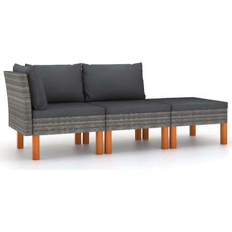 vidaXL Salon de jardin 3pcs Résine tressée et bois d'eucalyptus massif (1/5)