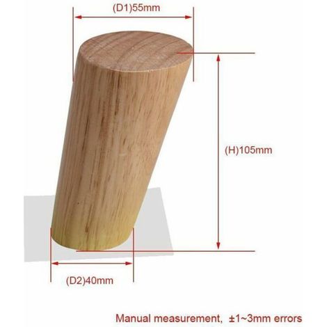 Lot de 4 pieds meubles bois massif incliné 10 cm, avec plaque montage et vis pour canapé TV lit table (1/4)