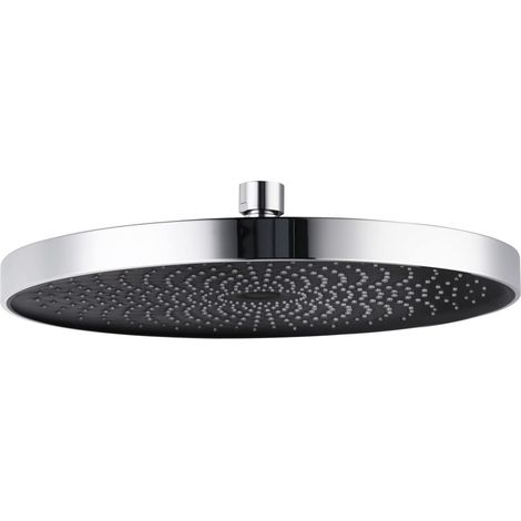 Tête de Douche Effet Pluie Softwater, pommeau de Douche Italienne avec Micro gouttelettes Fines et apaisantes, 416 Buses intégrées, Embout Standard 1/2", Plastique ø26 cm, chromé - Noir (1/5)