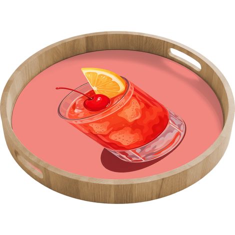 BANDEJA Vaso - Cubitos de hielo - Limón - Cereza 50x50 cm