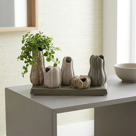 Pumpkin Shaped Decorative Vase on Plate (1/2)