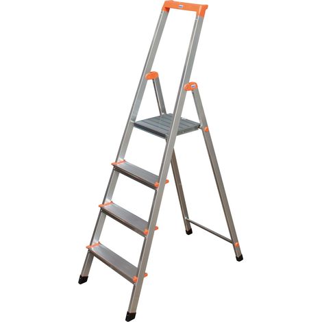 Krause Monto Alu Stufen-Stehleiter SOLIDY 1x4 Tritte Aluleiter Stehleiter (1/5)