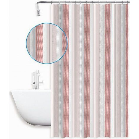 TRADE SHOP - Tenda Doccia Antimuffa Righe Rosa Impermeabile 180x200 Cm Con Anelli Bagno 59813 - (1/2)