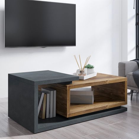 Mesa de centro Ilyes Gris y Madera (1/4)