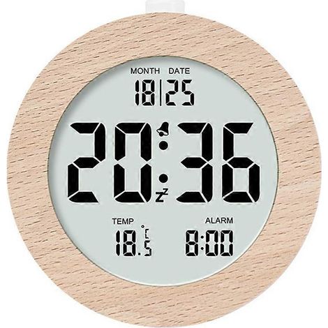 Ce réveil numérique en bois de 10 cm (4 pouces) est idéal pour la chambre. Fonctionnant sur piles, il est doté des fonctions de répétition d'alarme et de veilleuse. Il possède un écran LCD et une form (1/5)