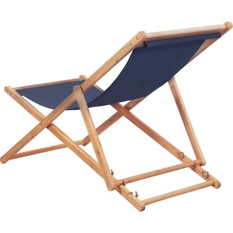 vidaXL Silla plegable de tela y estructura de madera azul (1/2)