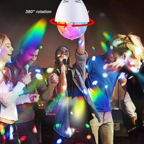 Lot de 2 lampes LED E27 3 W RVB fête Boule disco rotative 360° Lampe disco LED pour douille E27 Ampoule décorative pour fêt AMPOULE (1/5)