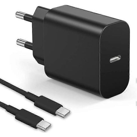 Compatible avec la charge rapide 25 W - Adaptateur secteur USB-C - Compatible avec la charge rapide PD - Câble de 1,5 mètre - Noir (1/5)