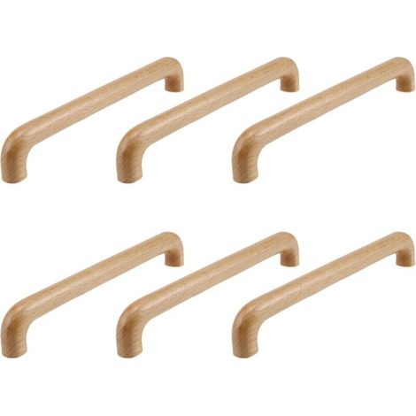 Poignée de tiroir en bois verni transparent, Poignée de porte, pour meubles de cuisine, commodes et armoires. -208 mm (entraxe des trous 192 mm) (1/5)