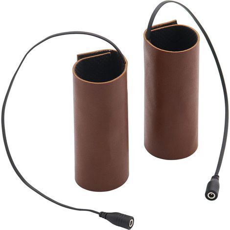 2Pièces Housses Chauffantes Guidon PU Cuir Marron Réglables (1/2)