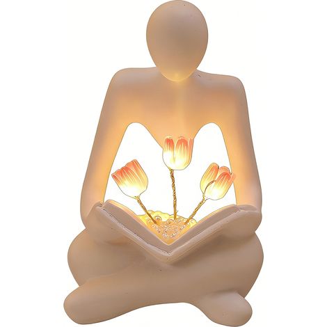 Sculpture Lumineuse Tulip pour Décor de Bibliothèque, Statue Minimaliste en Résine pour Salon Chambre Bureau, Idée Cadeau Original Noël Adulte (1/5)