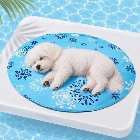 Tappetino rinfrescante per cani da 47 cm, tappetino rinfrescante rotondo in gel per gatti e piccoli animali, impermeabile, autoraffreddante per gatti (fiocco di neve) (1/5)