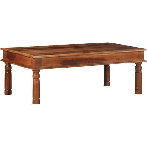 Table basse 110 x 60 x 40 cm en bois massif d’acacia avec rangement, finition miel - PANGIVO (1/5)