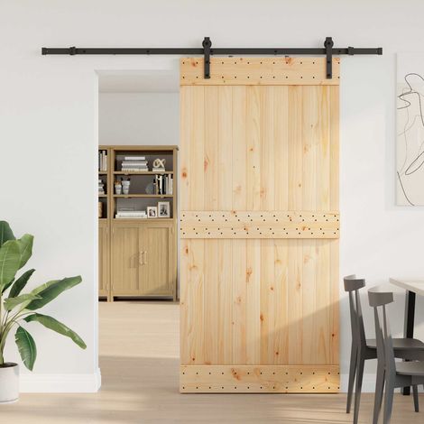 Puerta Corredera  Natural y negro 100 x 210 cm (213,5 cm)