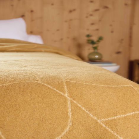 Couverture en laine Jacquard graphique Jaune Ocre 220x240 (1/2)