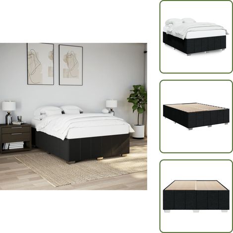 Letto in tessuto - vidaXL Giroletto senza Materasso Nero 140x200 cm in Tessuto - Letto con piedi in legno