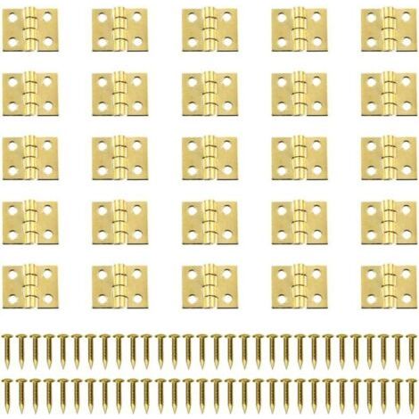 100 Pièces Mini Charniere Rétro Charnières Connecteurs Charniere Laiton Petite Charnières Métal Charnière Miniature avec Vis Cabinet Porte Tiroir Coffre