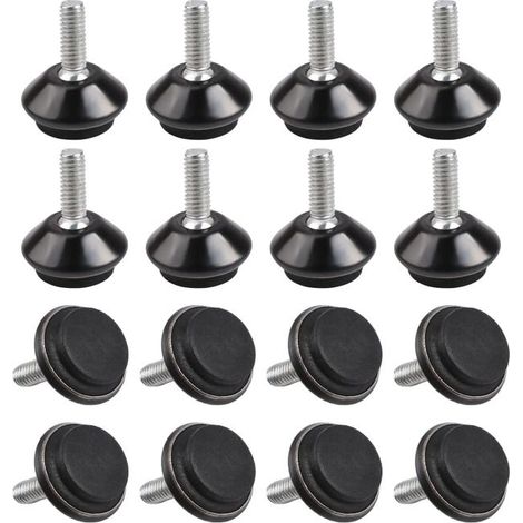 Nivel de burbuja ajustable para muebles, juego de 16 piezas, rosca M6, ángulo de rosca y altura ajustables. (1/4)