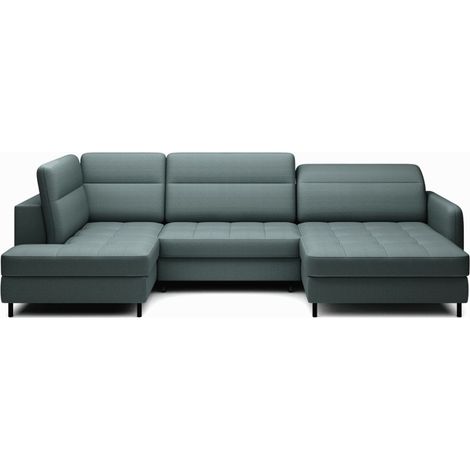 Sofá de esquina convertible BERTHO 306 cm verde oscuro – Ángulo derecho con cofre (1/5)