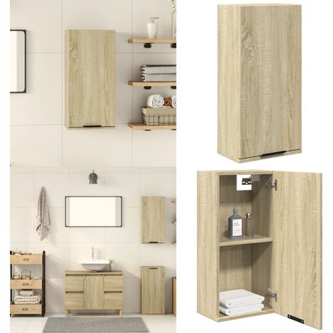 Wand-Badschrank Sonoma-Eiche 32x20x67 cm - Wanderschrank - Badschrank - Badezimmermöbel - Holzwerkstoff - Sonoma-Eiche - Home & Living
