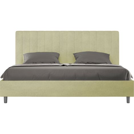 Letto matrimoniale king size contenitore imbottito 180x190 microfibra tè verde Agueda