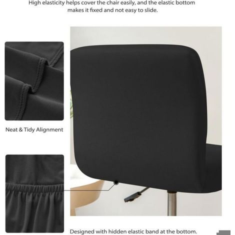 Housse Pour Tabouret De Bar Avec Dossier - Extensible - Lavable En Machine - Carrée Pivotante - Noir - Lot De 4 (1/5)