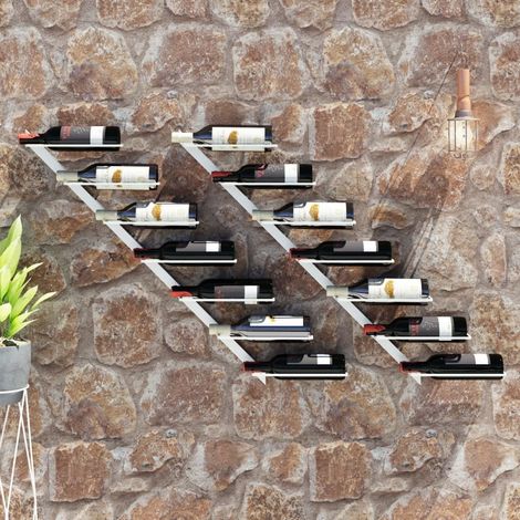 Casier à vin mural pour 7 bouteilles 2 pcs Blanc Métal vidaXL